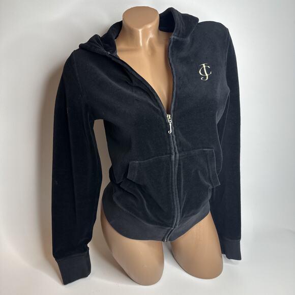Juicy Couture Tops - Juicy Couture Y2K Womens Zip Up Velour Jacket Hoodie Size L Made in USA Vintage